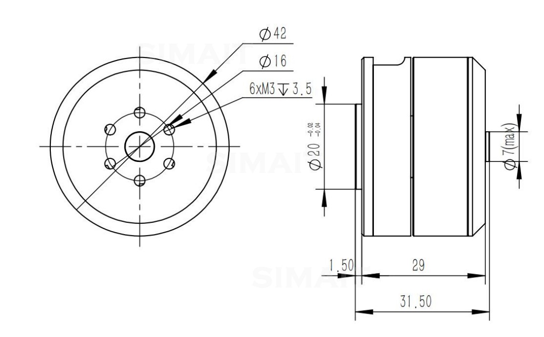 Direct Drive Servo Motor Robotics - VOOR DAMIAO DM-H3510 BLDC Hub Motor
